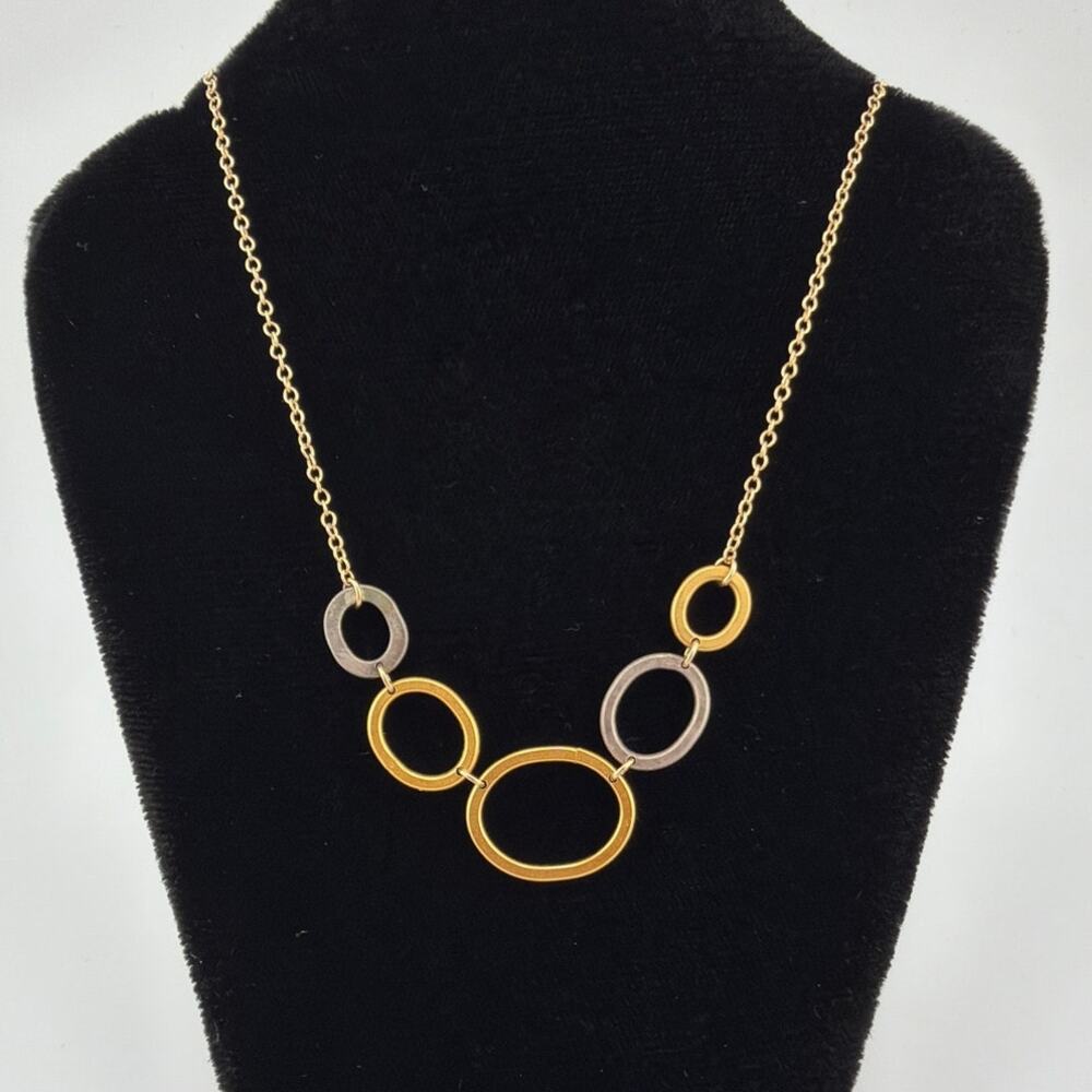 NWT Zina Kao Multicolor Silver and Gold Circle Link Necklace